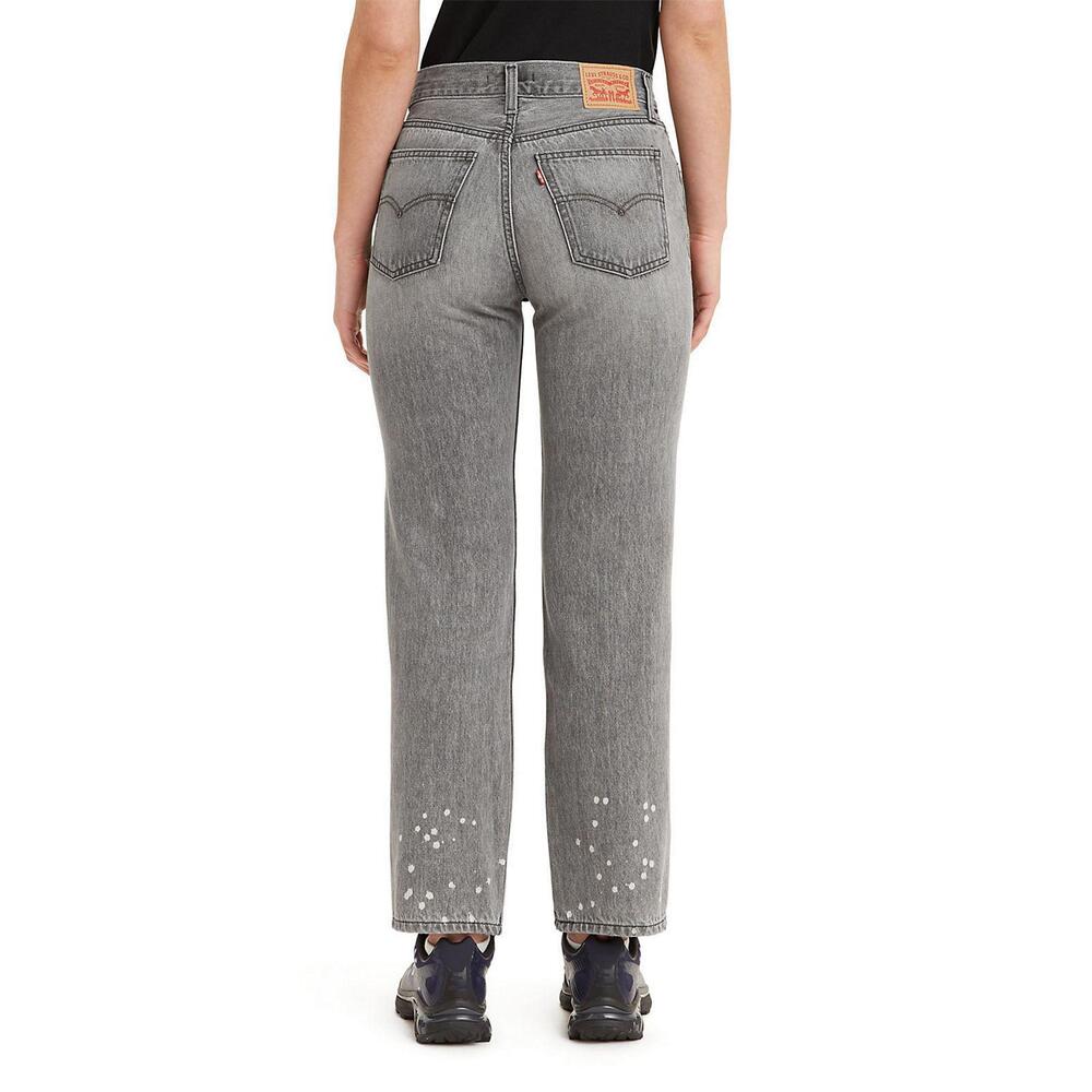 Levi’s Women’s 27 Low Pro Jeans Gray Straight 100% Cotton Bleach Speckle Ankle